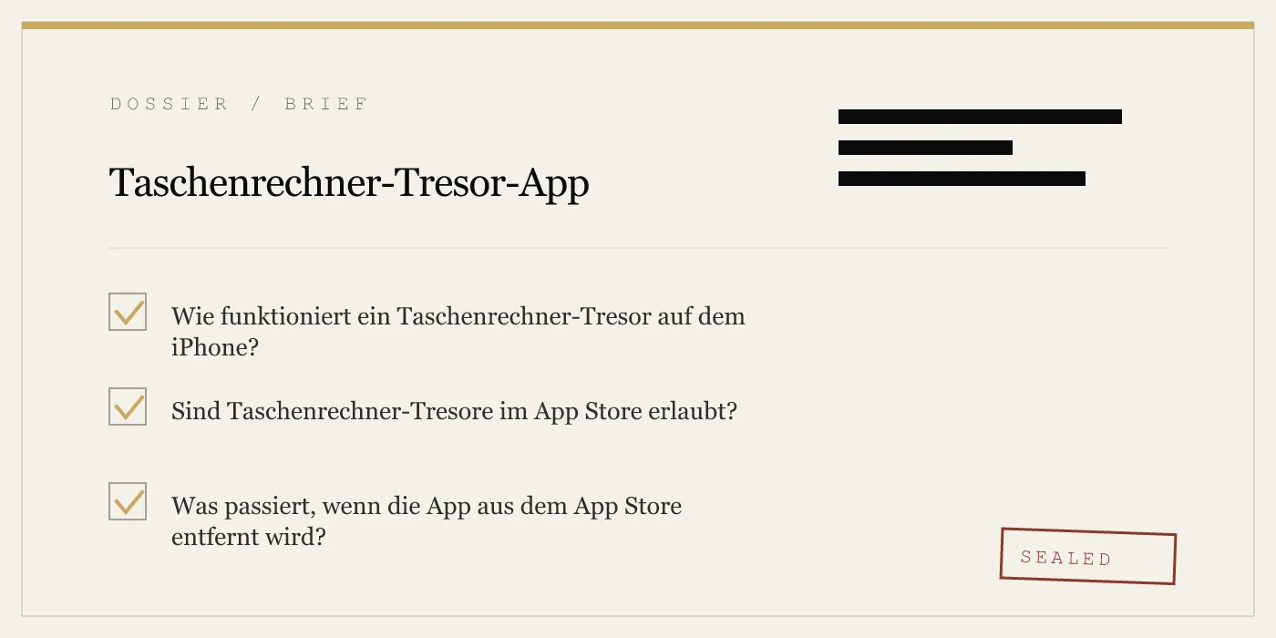 Taschenrechner-Tresor-App