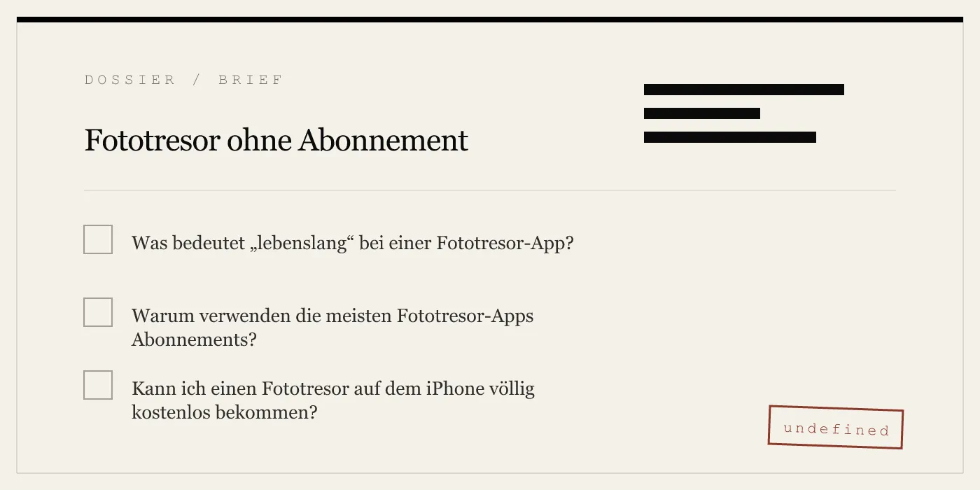 Fototresor ohne Abonnement