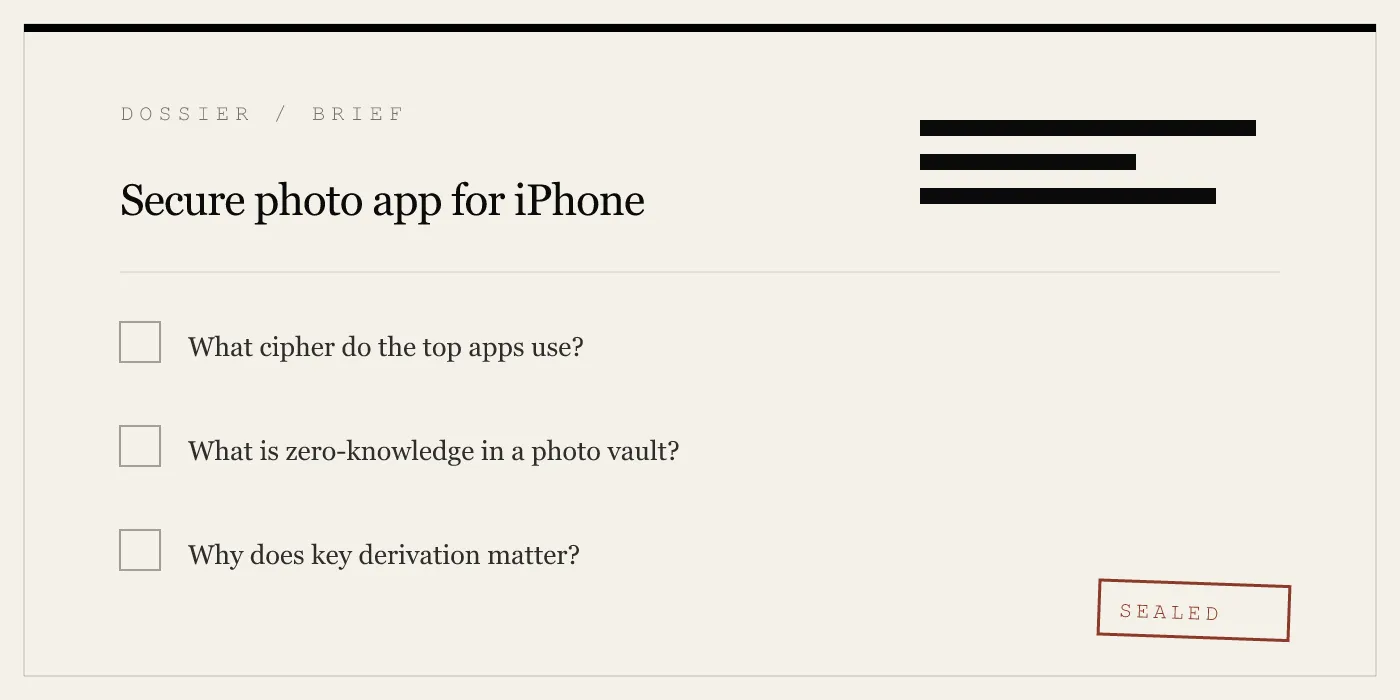 Secure photo app for iPhone