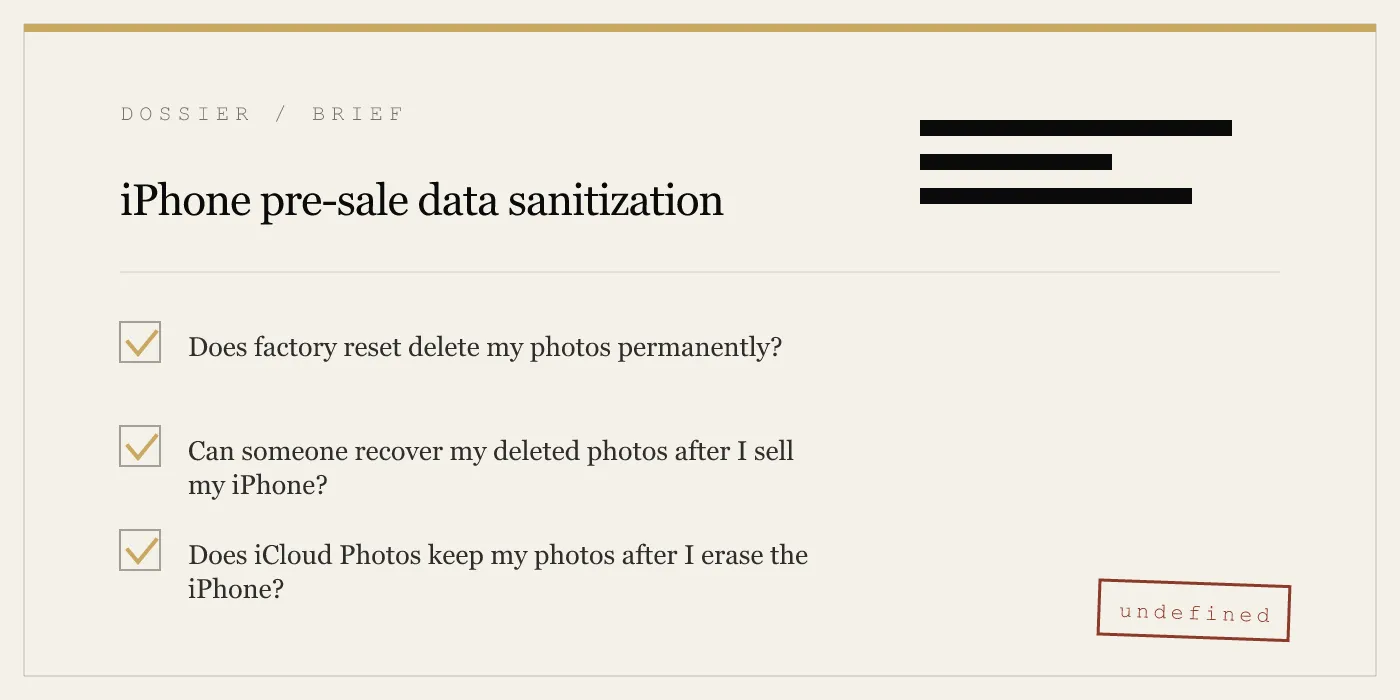 iPhone pre-sale data sanitization