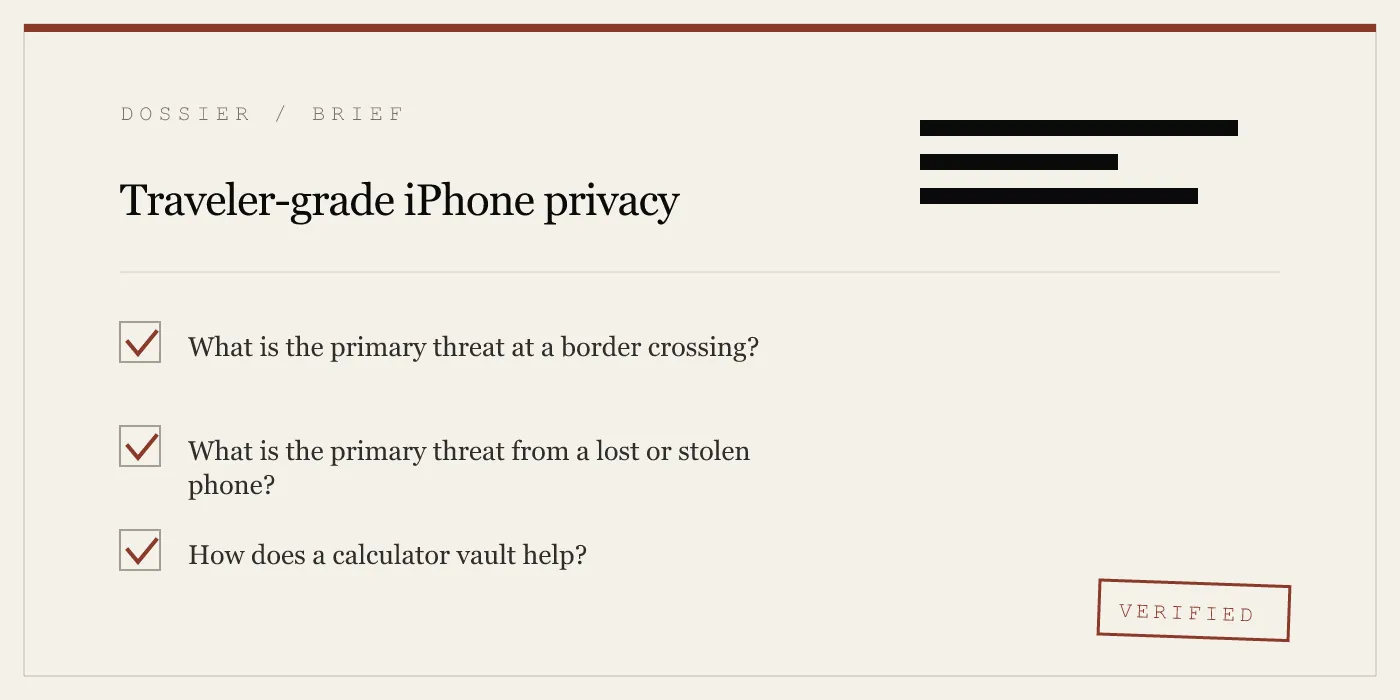 Traveler-grade iPhone privacy