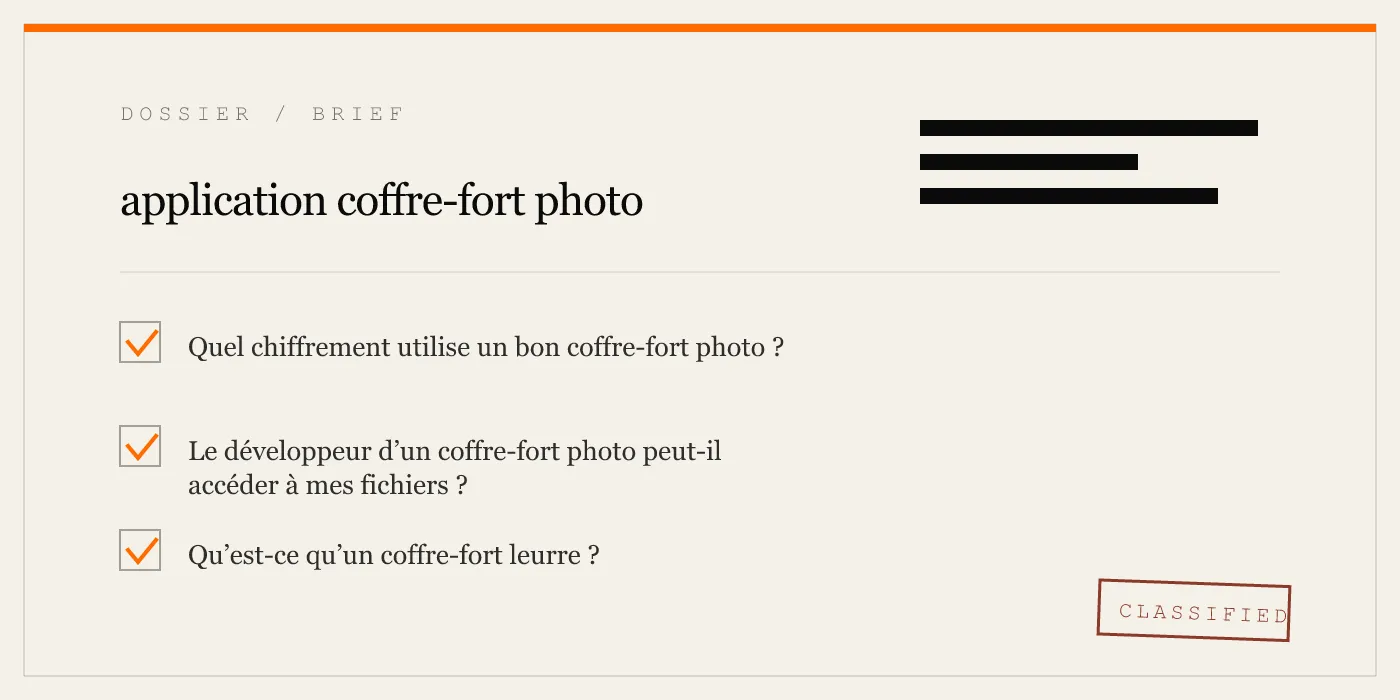 application coffre-fort photo