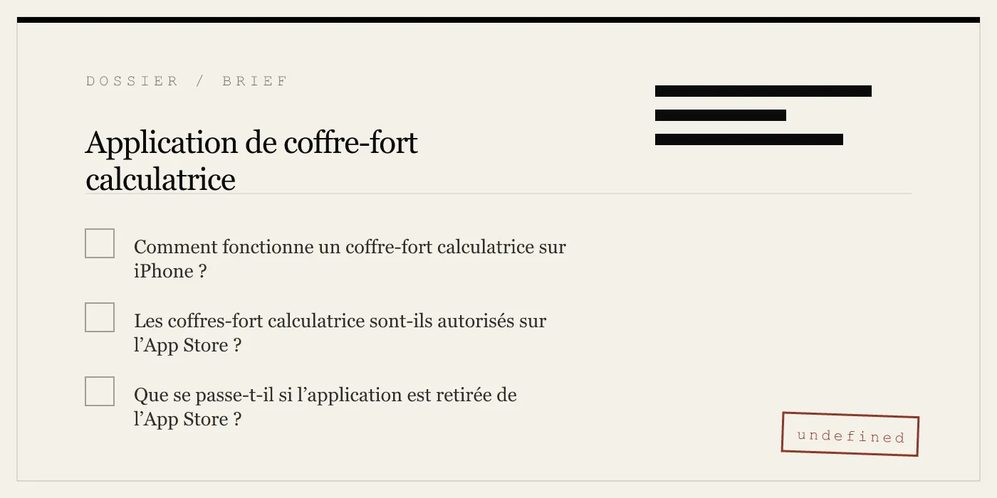 Application de coffre-fort calculatrice