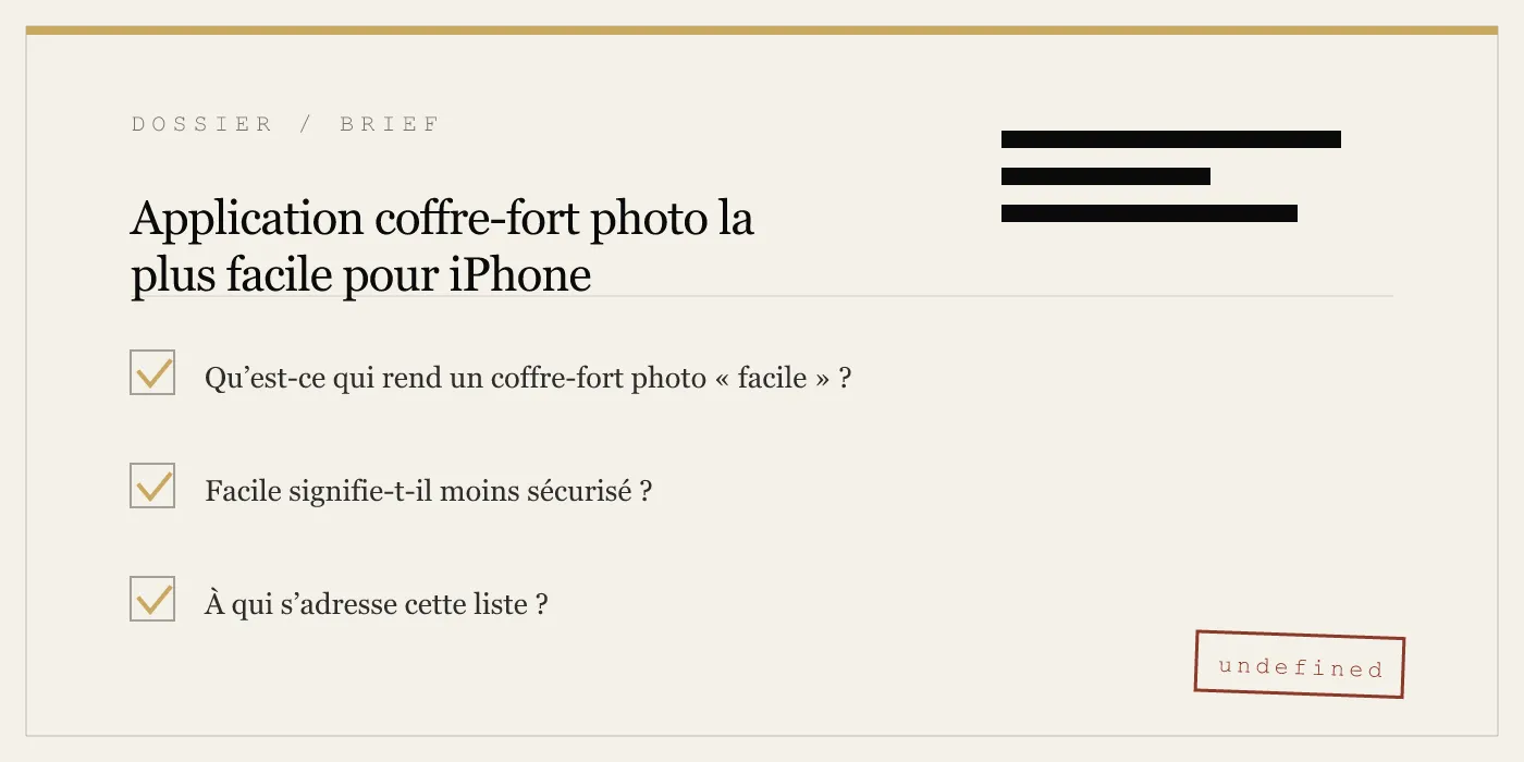 Application coffre-fort photo la plus facile pour iPhone