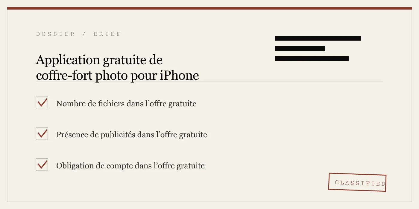 Application gratuite de coffre-fort photo pour iPhone