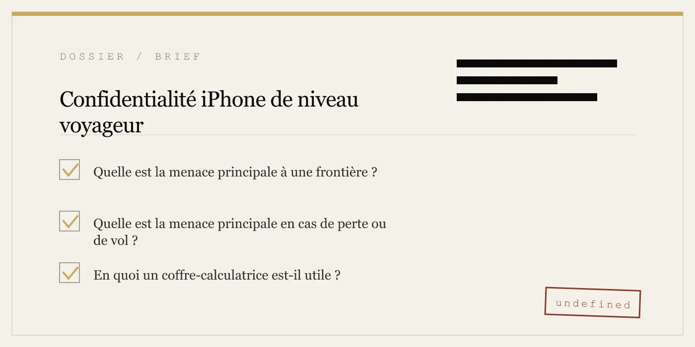Confidentialité iPhone de niveau voyageur