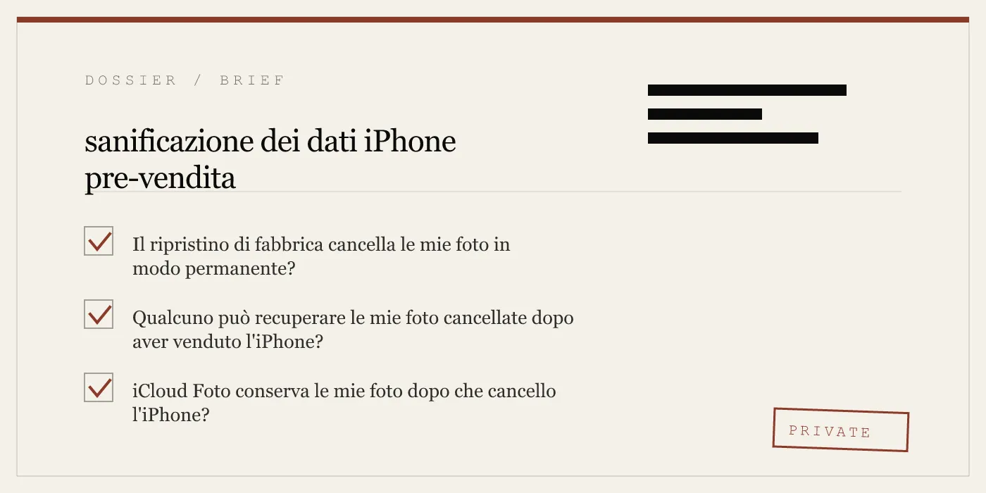 sanificazione dei dati iPhone pre-vendita