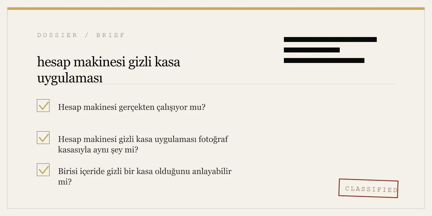 hesap makinesi gizli kasa uygulaması